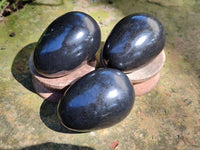 Polished Black Basalt Gemstone Eggs x 6 From Madagascar