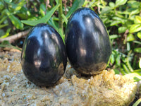 Polished Black Basalt Gemstone Eggs x 6 From Madagascar