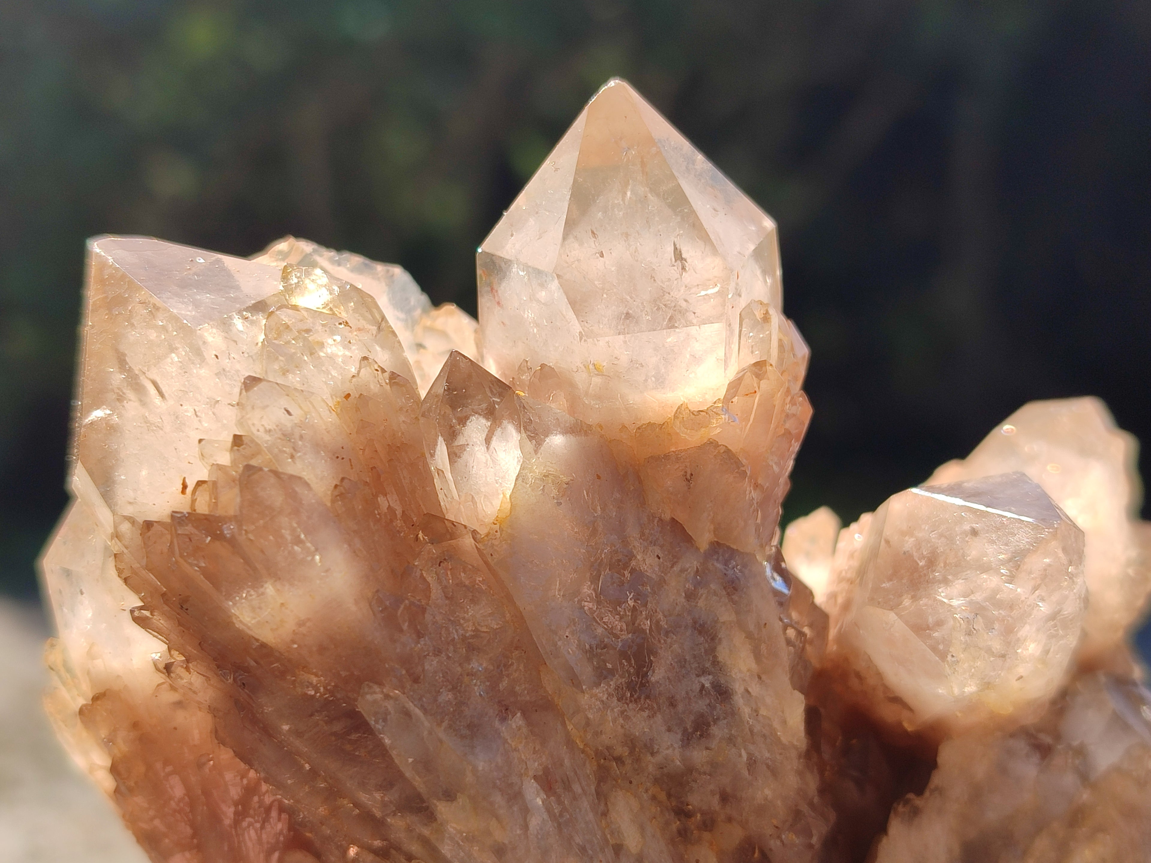 Natural Smokey Phantom Quartz Clusters x 4 From Luena, Congo - Toprock Gemstones and Minerals 