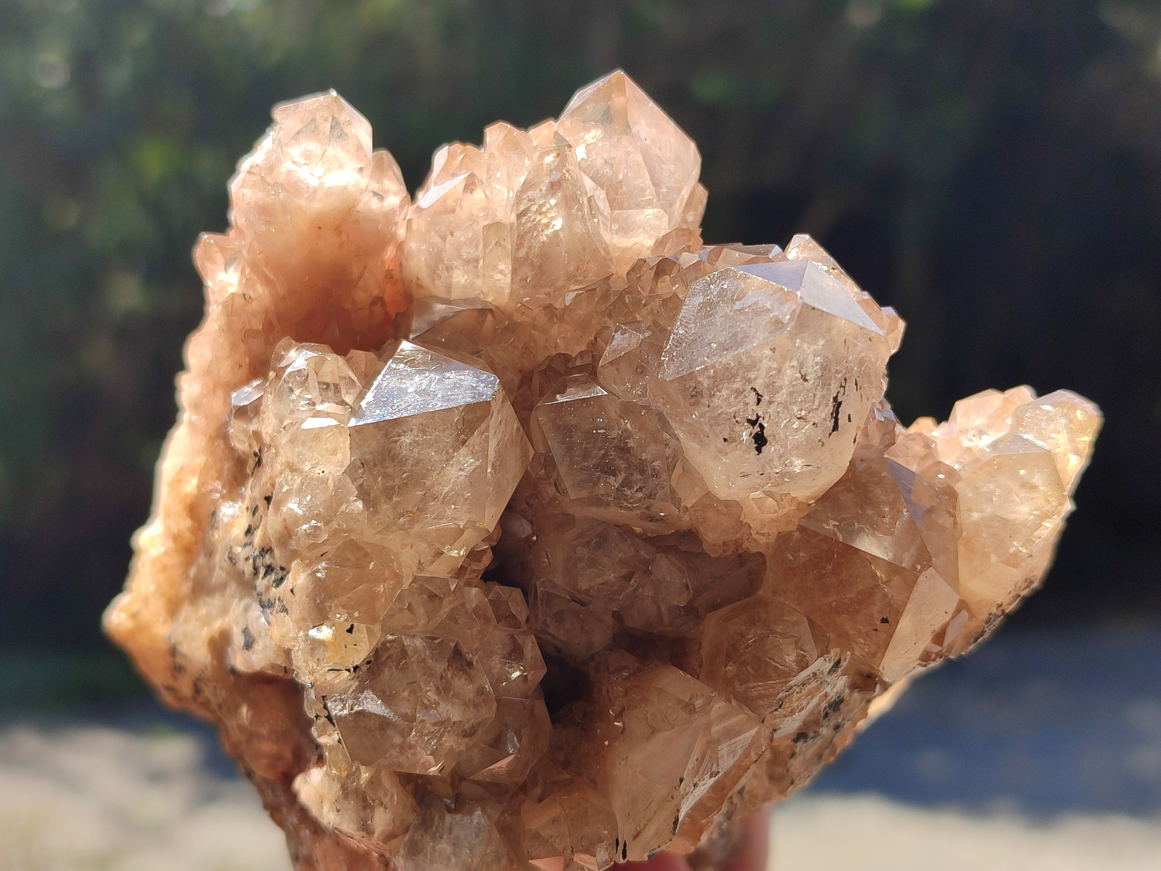 Natural Smokey Phantom Quartz Clusters x 4 From Luena, Congo - Toprock Gemstones and Minerals 