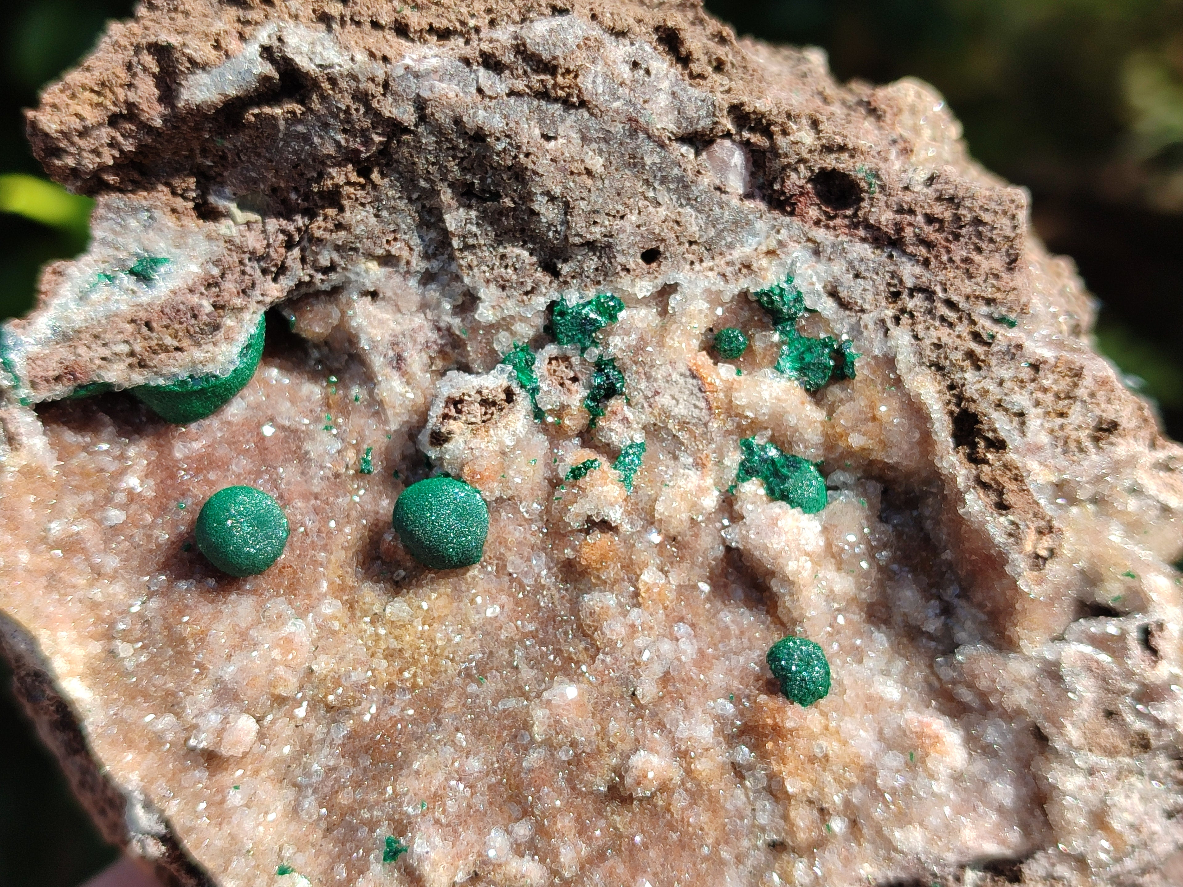 Natural Ball Malachite On Drusy Quartz and Dolomite Matrix Specimens x 2 From Kambove, Congo - Toprock Gemstones and Minerals 