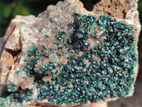 Natural Ball Malachite On Drusy Quartz and Dolomite Matrix Specimens x 2 From Kambove, Congo