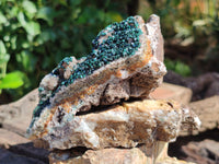 Natural Ball Malachite On Drusy Quartz and Dolomite Matrix Specimens x 2 From Kambove, Congo