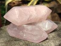 Polished Double Terminated Rose Quartz Points x 6 From Ambatondrazaka, Madagascar