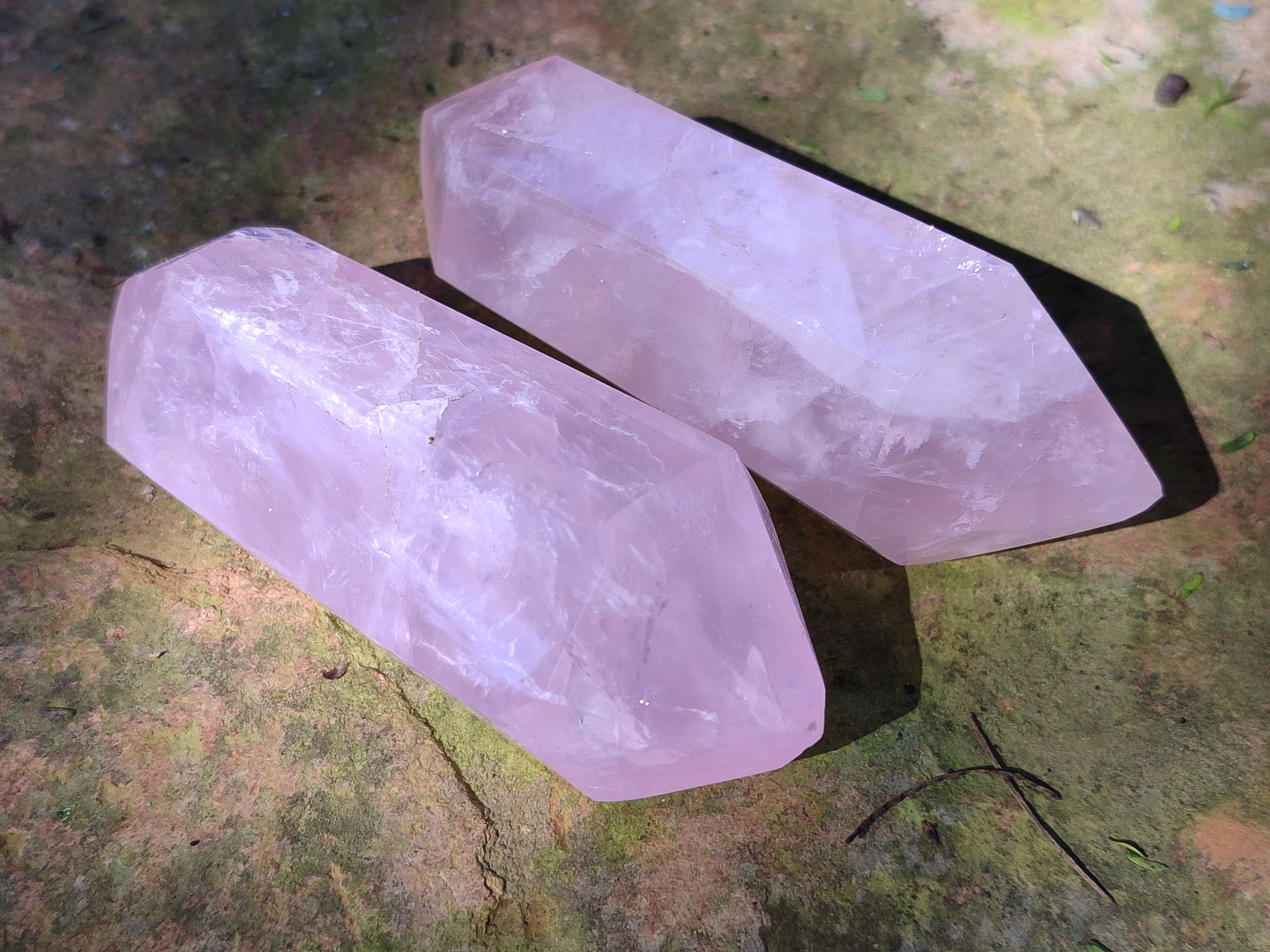 Polished Double Terminated Rose Quartz Points x 6 From Ambatondrazaka, Madagascar - Toprock Gemstones and Minerals 
