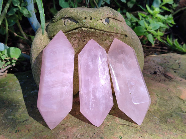 Polished Double Terminated Rose Quartz Points x 6 From Ambatondrazaka, Madagascar