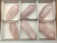 Polished Double Terminated Rose Quartz Points x 6 From Ambatondrazaka, Madagascar