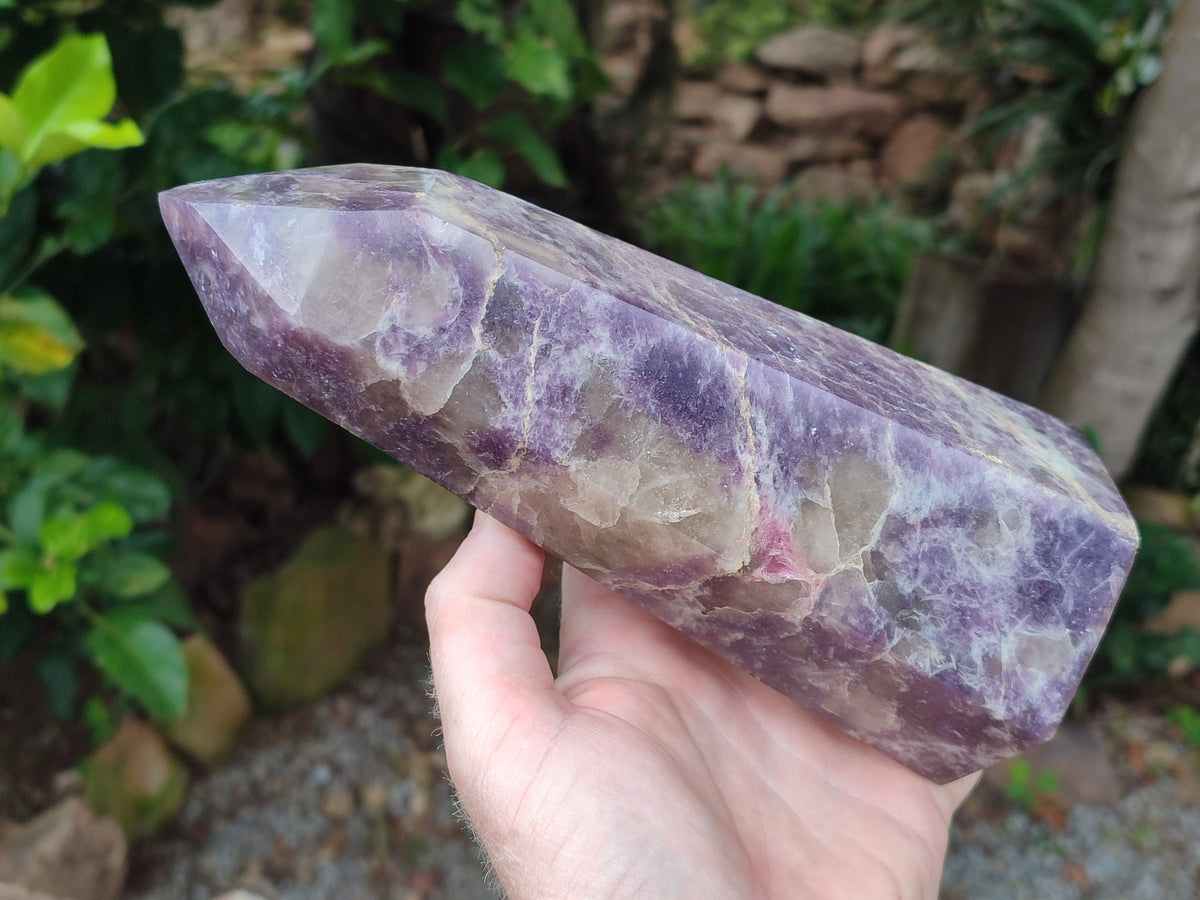 Polished Lepidolite with Pink Rubellite Tower x 1 From Ambatondrazaka, Madagascar - Toprock Gemstones and Minerals 