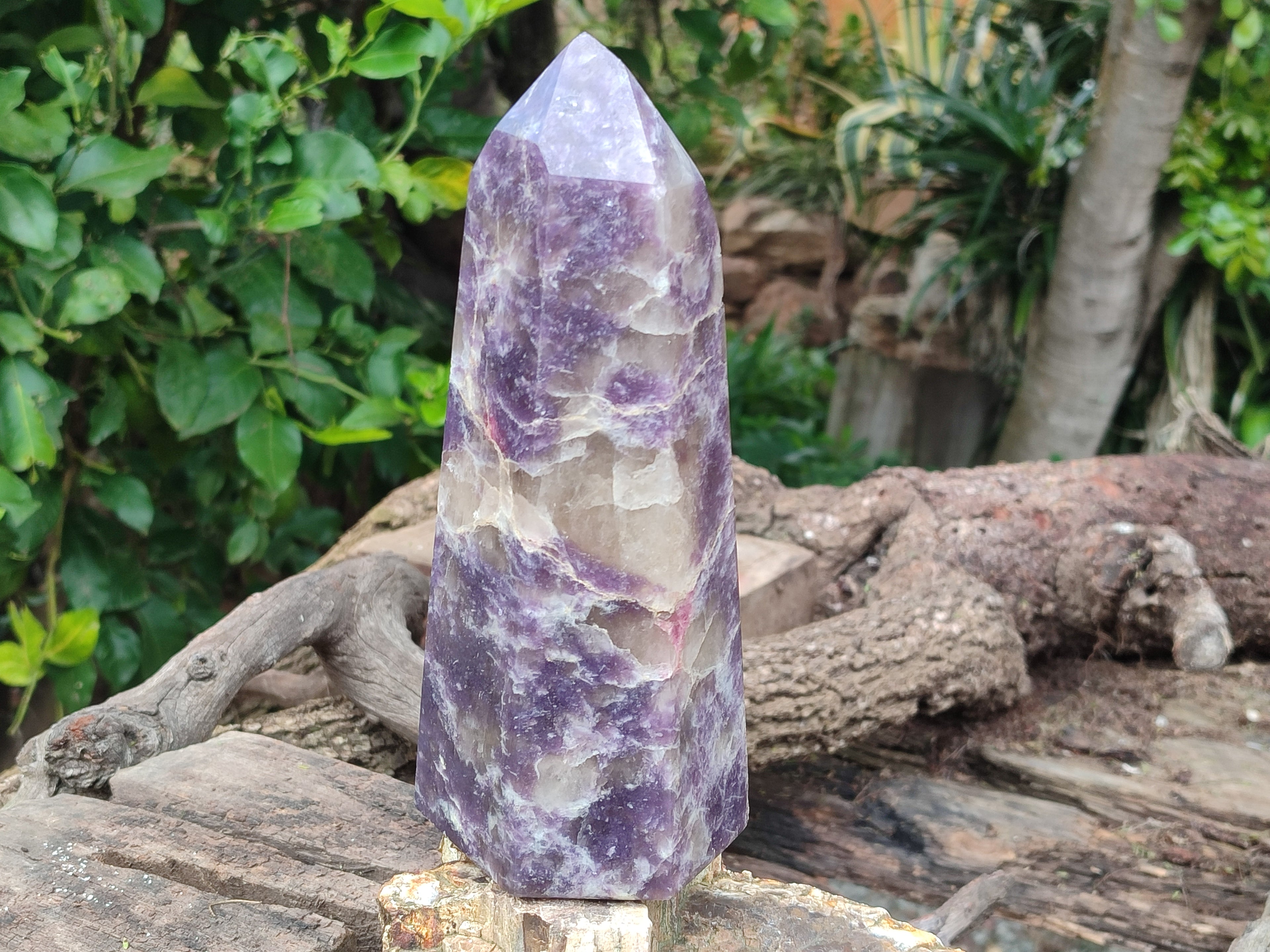 Polished Lepidolite with Pink Rubellite Tower x 1 From Ambatondrazaka, Madagascar - Toprock Gemstones and Minerals 