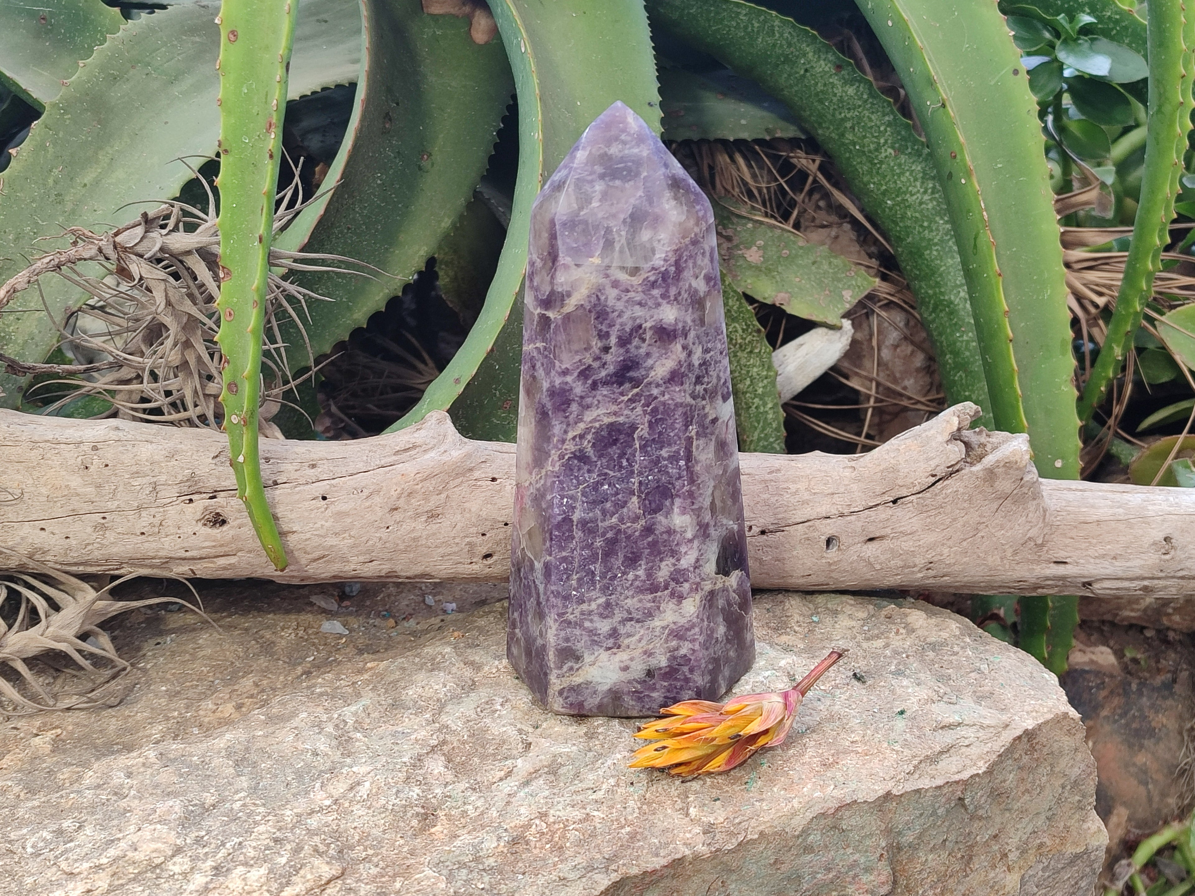 Polished Lepidolite with Pink Rubellite Tower x 1 From Ambatondrazaka, Madagascar - Toprock Gemstones and Minerals 