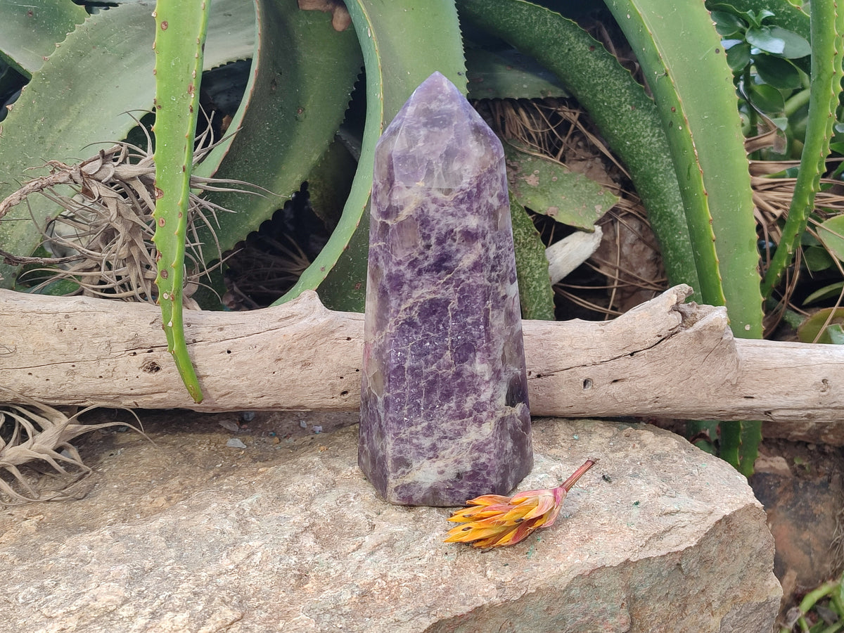 Polished Lepidolite with Pink Rubellite Tower x 1 From Ambatondrazaka, Madagascar - Toprock Gemstones and Minerals 