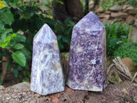 Polished Lepidolite Points x 2 From Ambatondrazaka, Madagascar