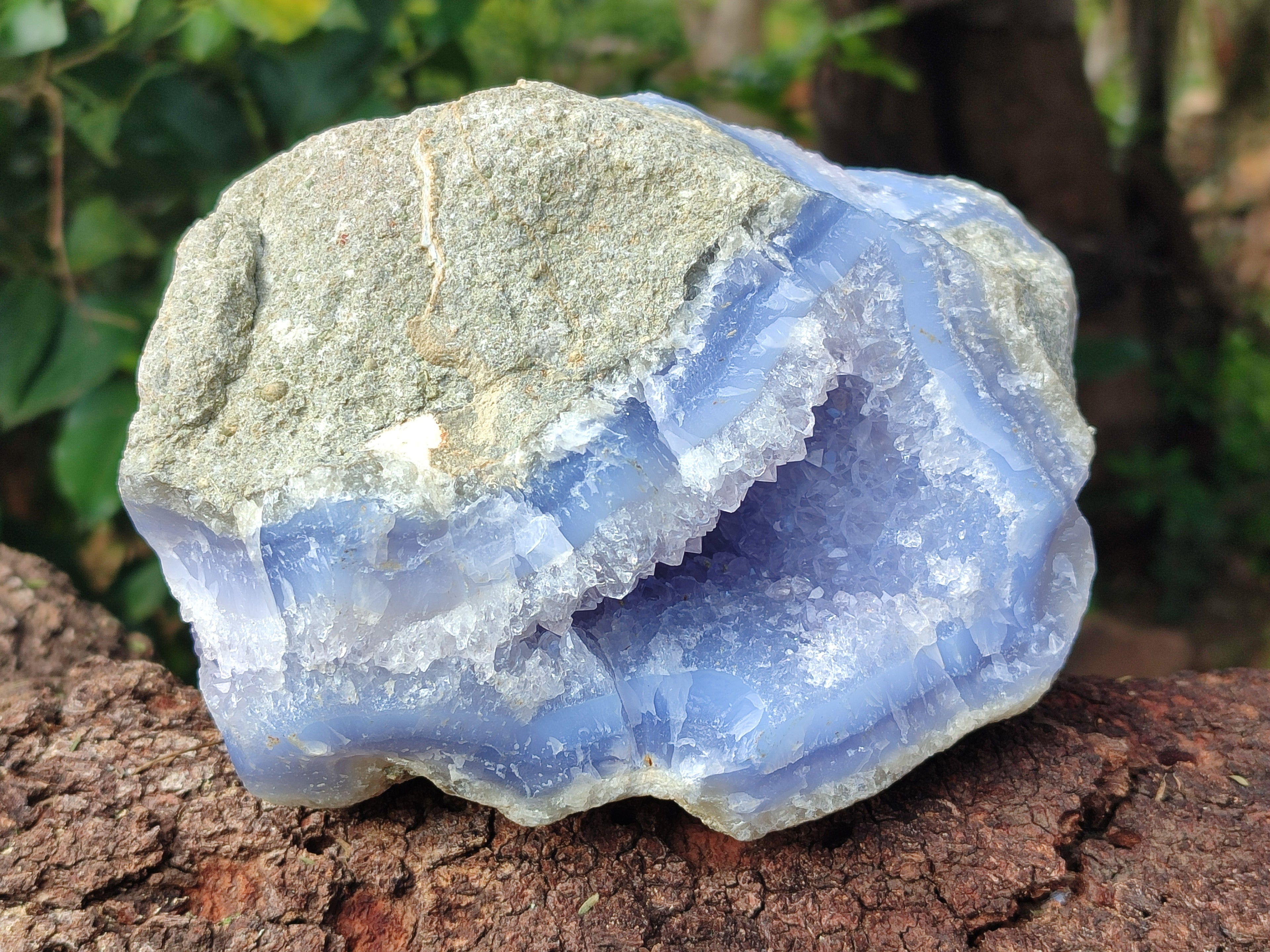 Natural Blue Lace Agate Geode Specimens x 2 From Nsanje, Malawi - Toprock Gemstones and Minerals 