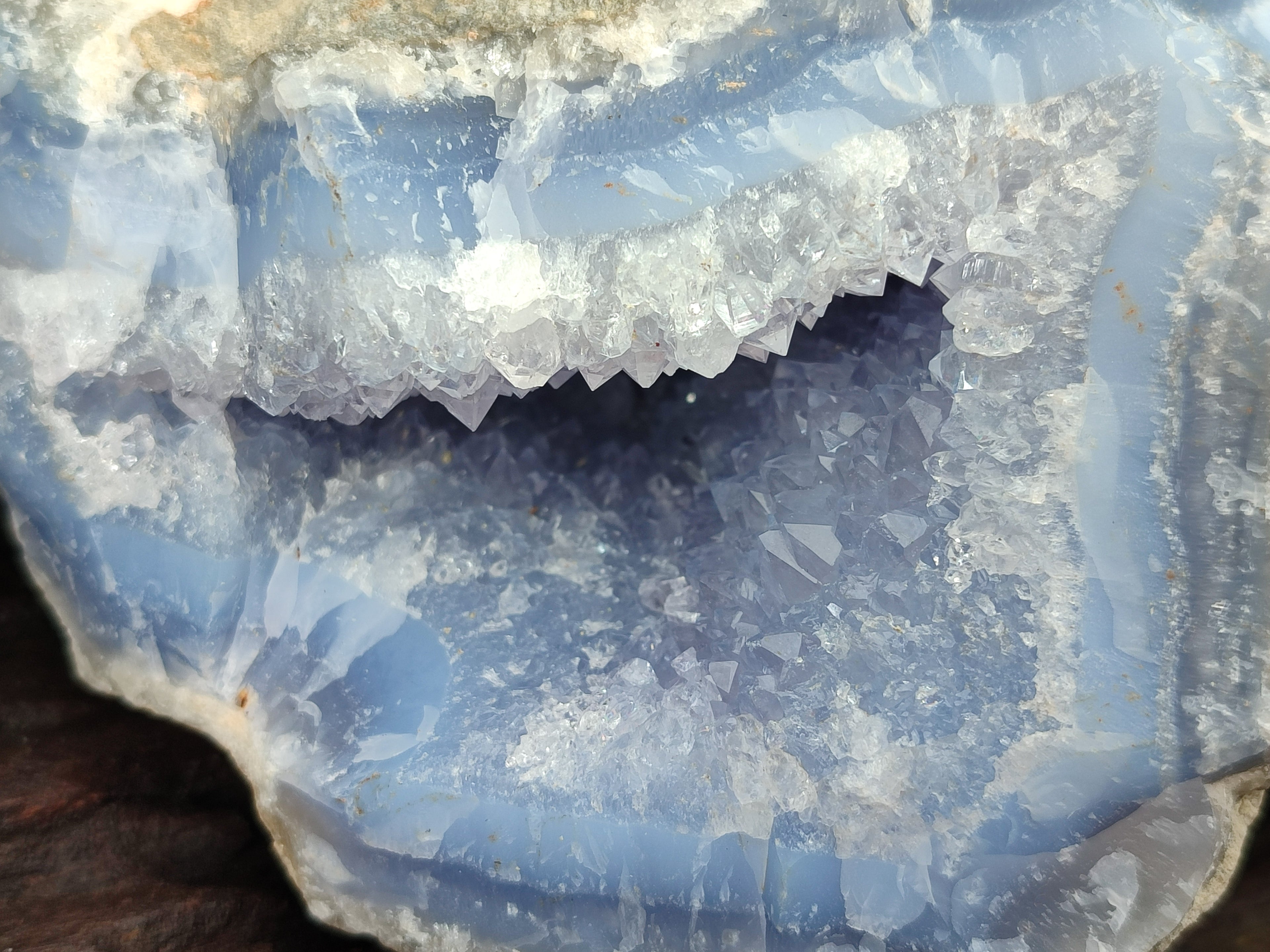 Natural Blue Lace Agate Geode Specimens x 2 From Nsanje, Malawi - Toprock Gemstones and Minerals 