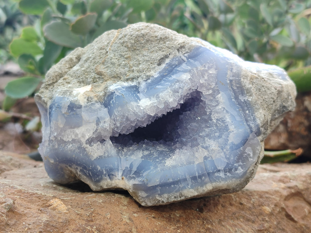 Natural Blue Lace Agate Geode Specimens x 2 From Nsanje, Malawi - Toprock Gemstones and Minerals 