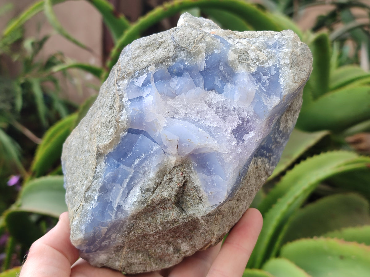 Natural Blue Lace Agate Geode Specimens x 2 From Nsanje, Malawi - Toprock Gemstones and Minerals 