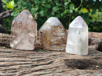 Polished Clear Window and Double Terminated Quartz Crystals x 4 From Madagascar