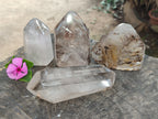 Polished Clear Window and Double Terminated Quartz Crystals x 4 From Madagascar - Toprock Gemstones and Minerals 