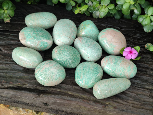 Polished Amazonite Palm Stones x 12 From Zimbabwe