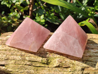 Polished Gemmy Rose Quartz Pyramids x 4 From Madagascar