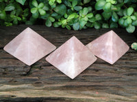 Polished Gemmy Rose Quartz Pyramids x 4 From Madagascar