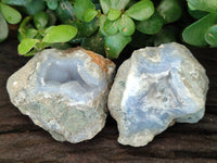 Natural Blue Lace Agate Geode Specimens x 24 From Nsanje, Malawi