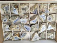 Natural Blue Lace Agate Geode Specimens x 24 From Nsanje, Malawi