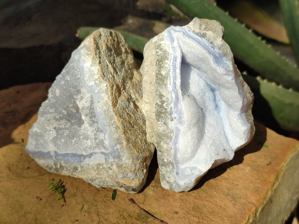 Natural Blue Lace Agate Geode Specimens x 24 From Nsanje, Malawi - Toprock Gemstones and Minerals 