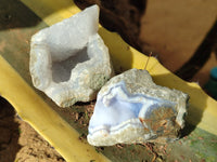 Natural Blue Lace Agate Geode Specimens x 24 From Nsanje, Malawi