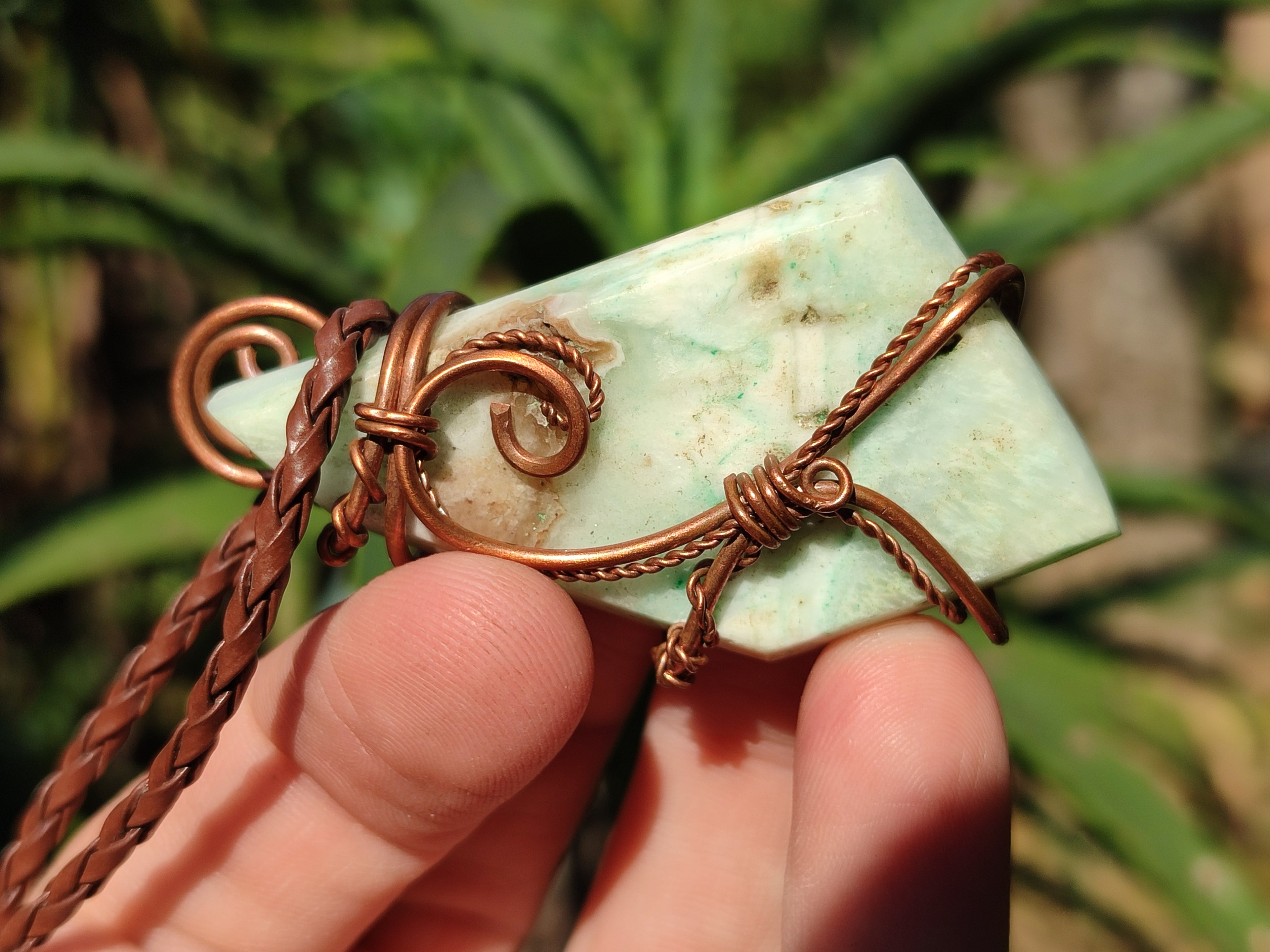 Hand Made Copper Wire Wrapped Pendants x 6 From Southern Africa - Toprock Gemstones and Minerals 