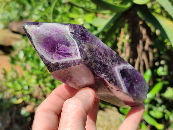 Polished Chevron Amethyst Points x 3 From Zambia