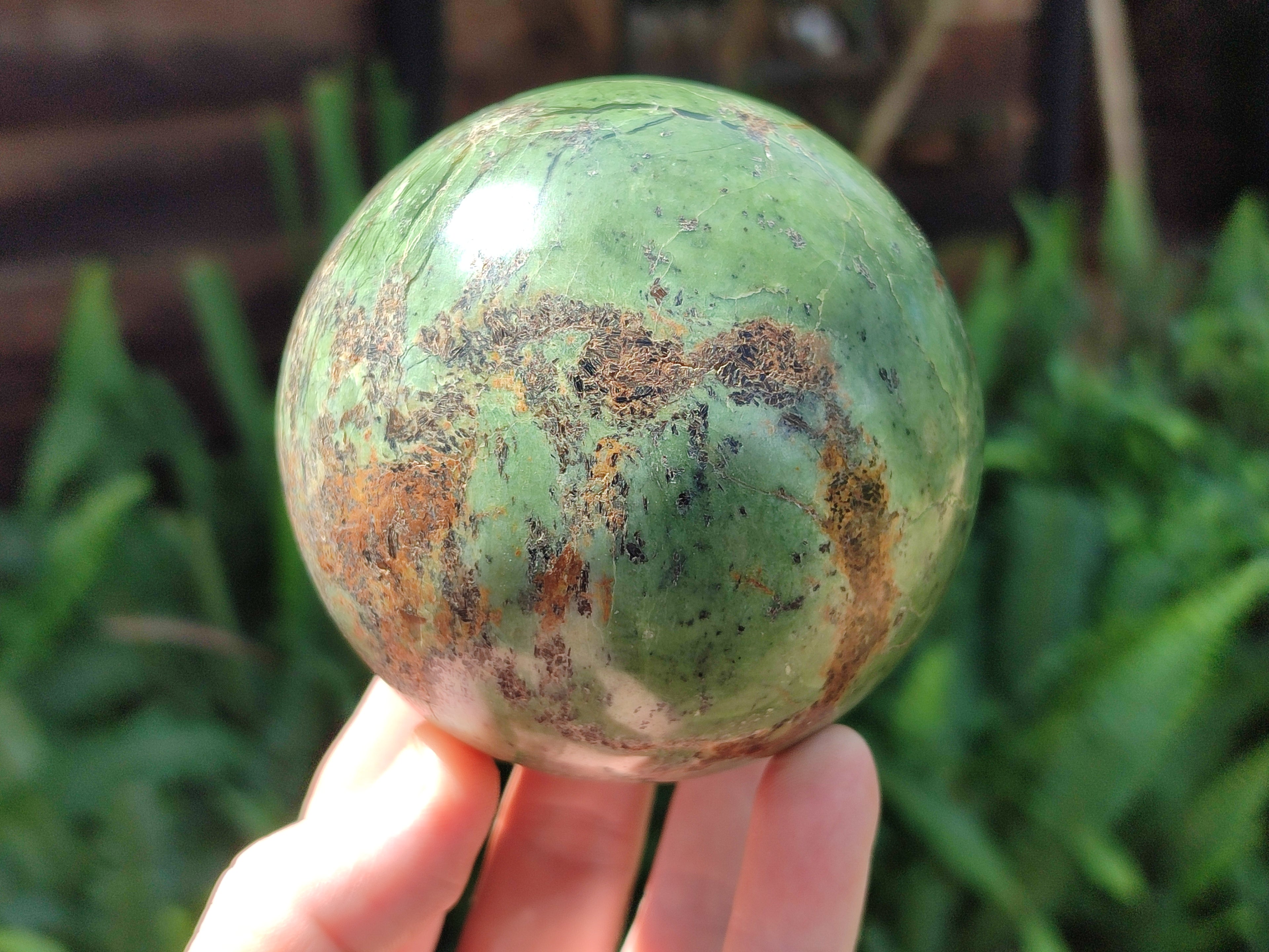 Polished Chrysoprase Spheres x 3 From Betroka, Madagascar - Toprock Gemstones and Minerals 