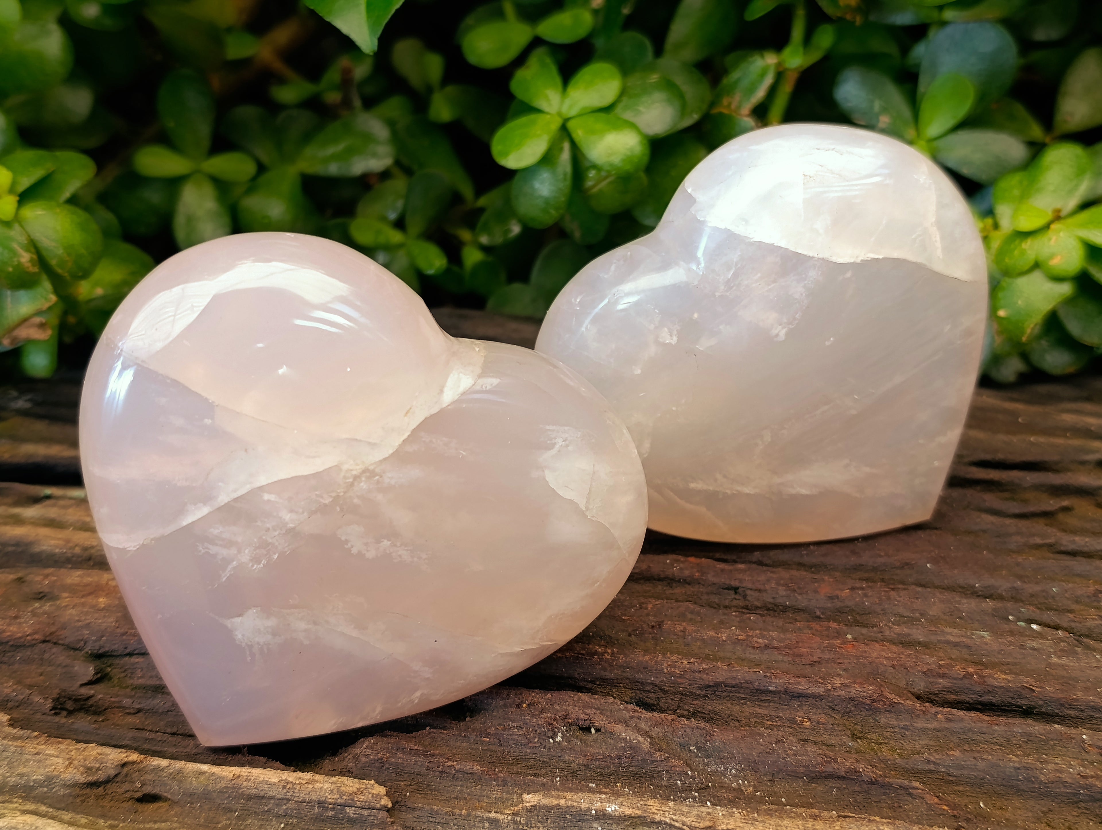 Polished Pink Pearl Girasol Quartz Hearts x 3 From Ambatondrazaka, Madagascar - Toprock Gemstones and Minerals 