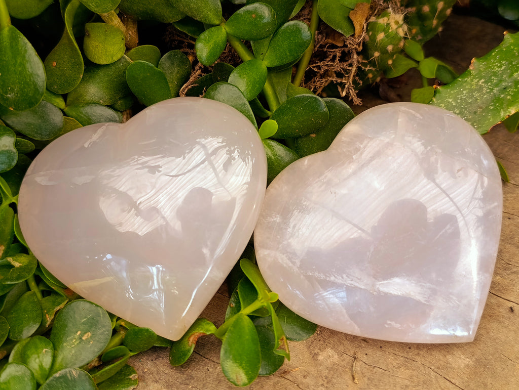 Polished Pink Pearl Girasol Quartz Hearts x 3 From Ambatondrazaka, Madagascar - Toprock Gemstones and Minerals 
