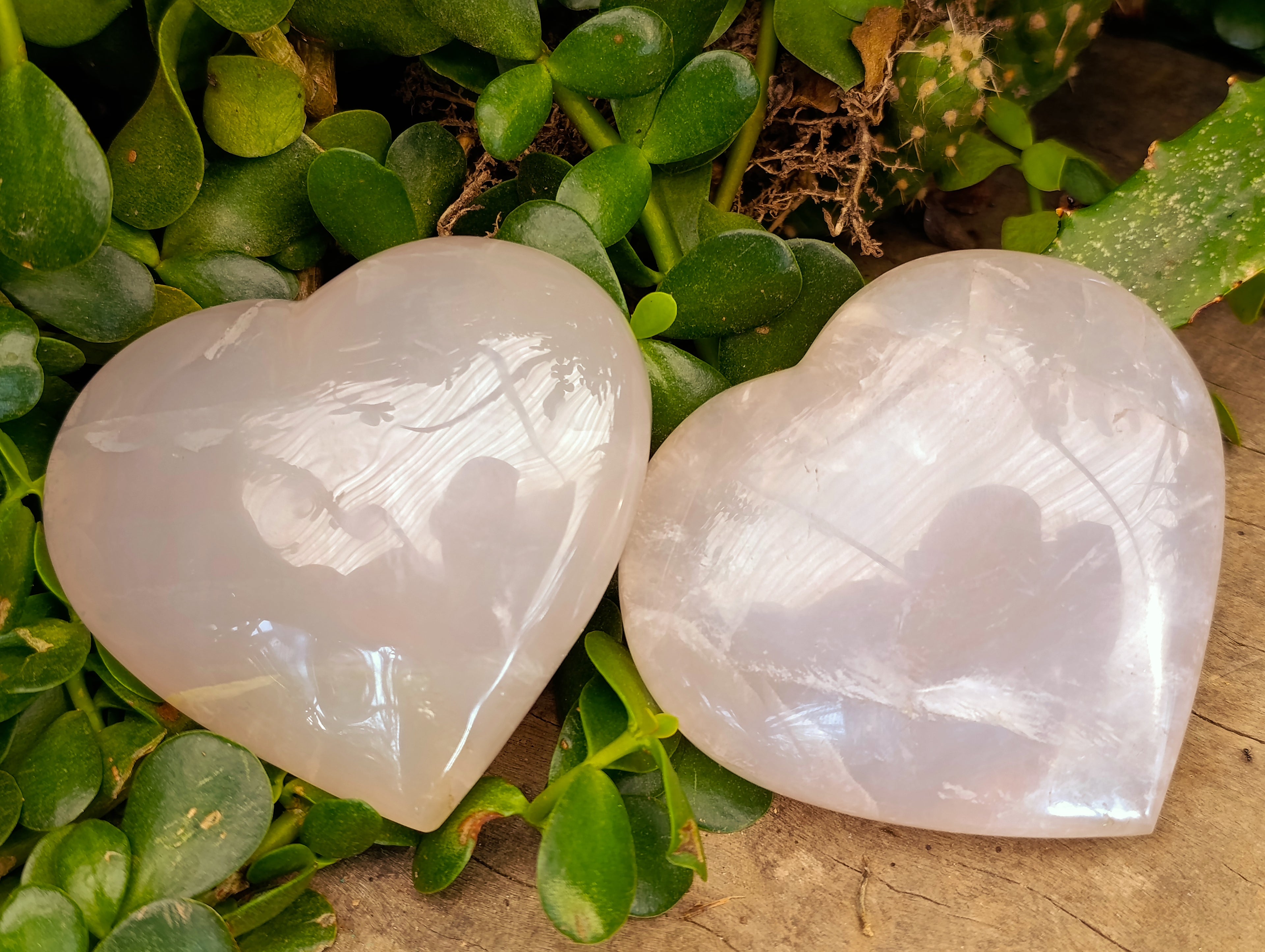 Polished Pink Pearl Girasol Quartz Hearts x 3 From Ambatondrazaka, Madagascar - Toprock Gemstones and Minerals 