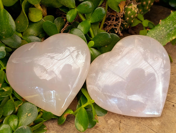 Polished Pink Pearl Girasol Quartz Hearts x 3 From Ambatondrazaka, Madagascar
