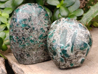 Polished Emerald Mica In Matrix Standing Free Forms x 4 From Mutoko, Zimbabwe