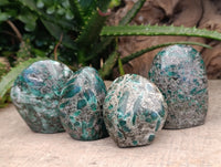 Polished Emerald Mica In Matrix Standing Free Forms x 4 From Mutoko, Zimbabwe