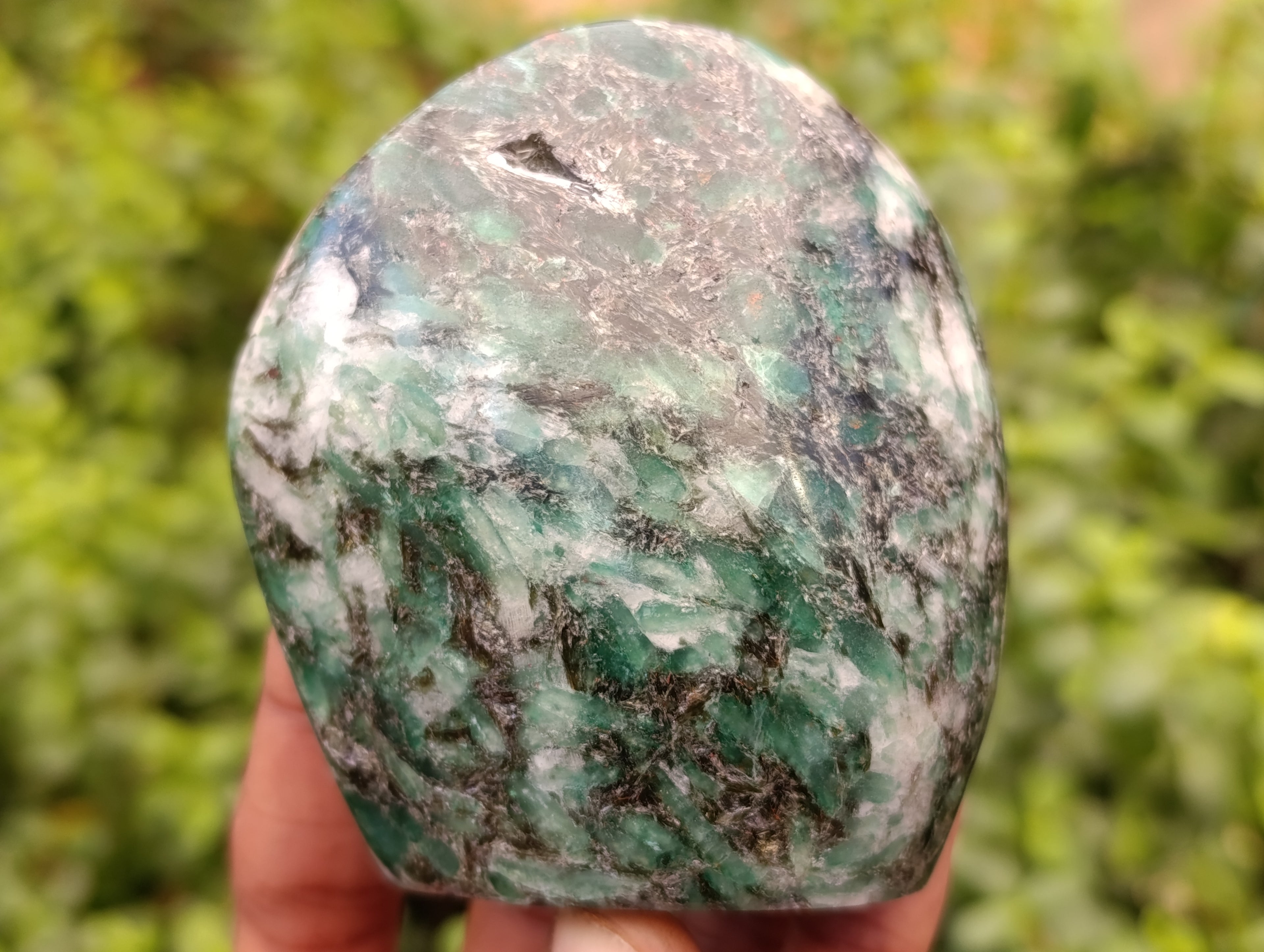 Polished Emerald Mica In Matrix Standing Free Forms x 4 From Mutoko, Zimbabwe - Toprock Gemstones and Minerals 
