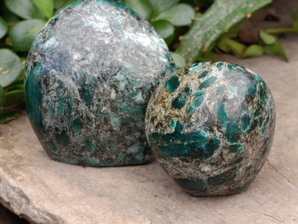 Polished Emerald Mica In Matrix Standing Free Forms x 4 From Mutoko, Zimbabwe - Toprock Gemstones and Minerals 