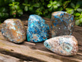 Polished Shattuckite with Azurite and Chrysocolla Free Forms x 4 From Congo - Toprock Gemstones and Minerals 