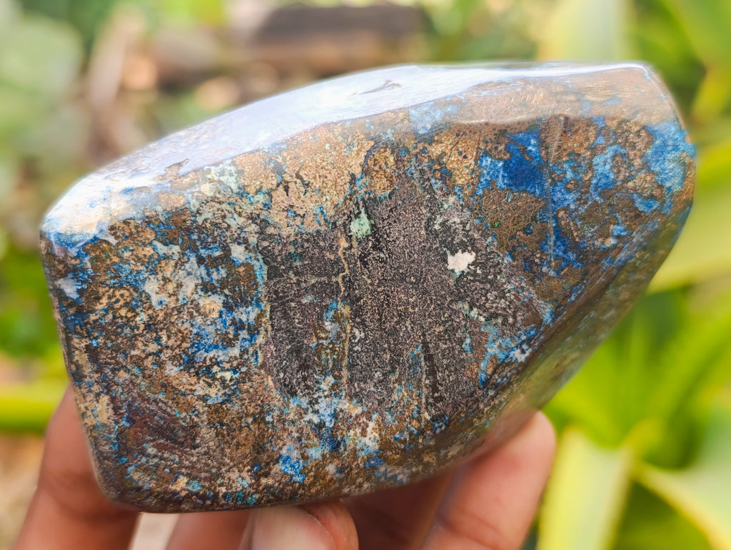 Polished Shattuckite with Azurite and Chrysocolla Free Forms x 4 From Congo - Toprock Gemstones and Minerals 