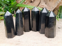 Polished Black Basalt Points x 6 From Antsirabe, Madagascar