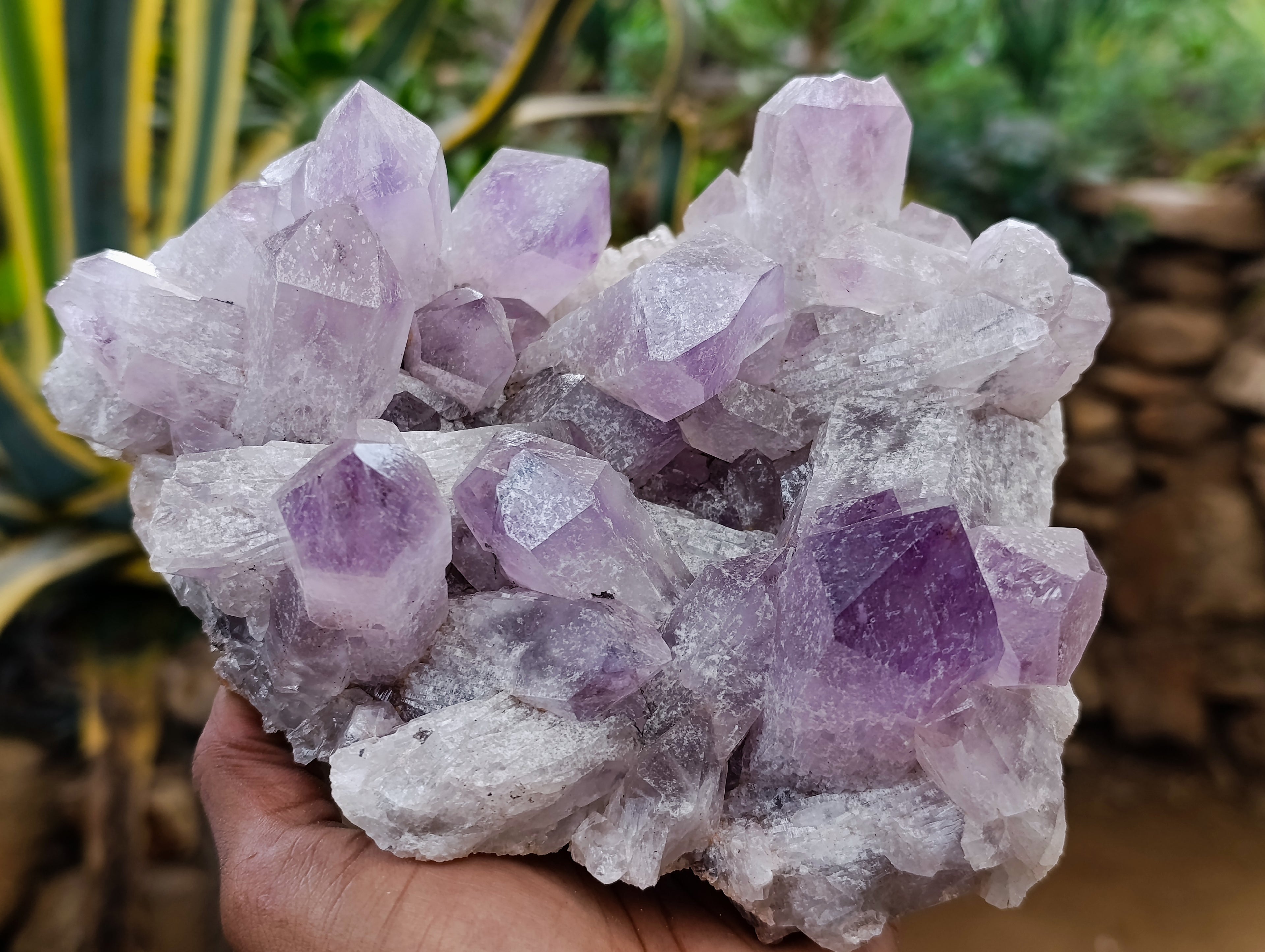 Natural Jacaranda Amethyst Quartz Clusters 2 x from Mumbwa, Zambia - Toprock Gemstones and Minerals 