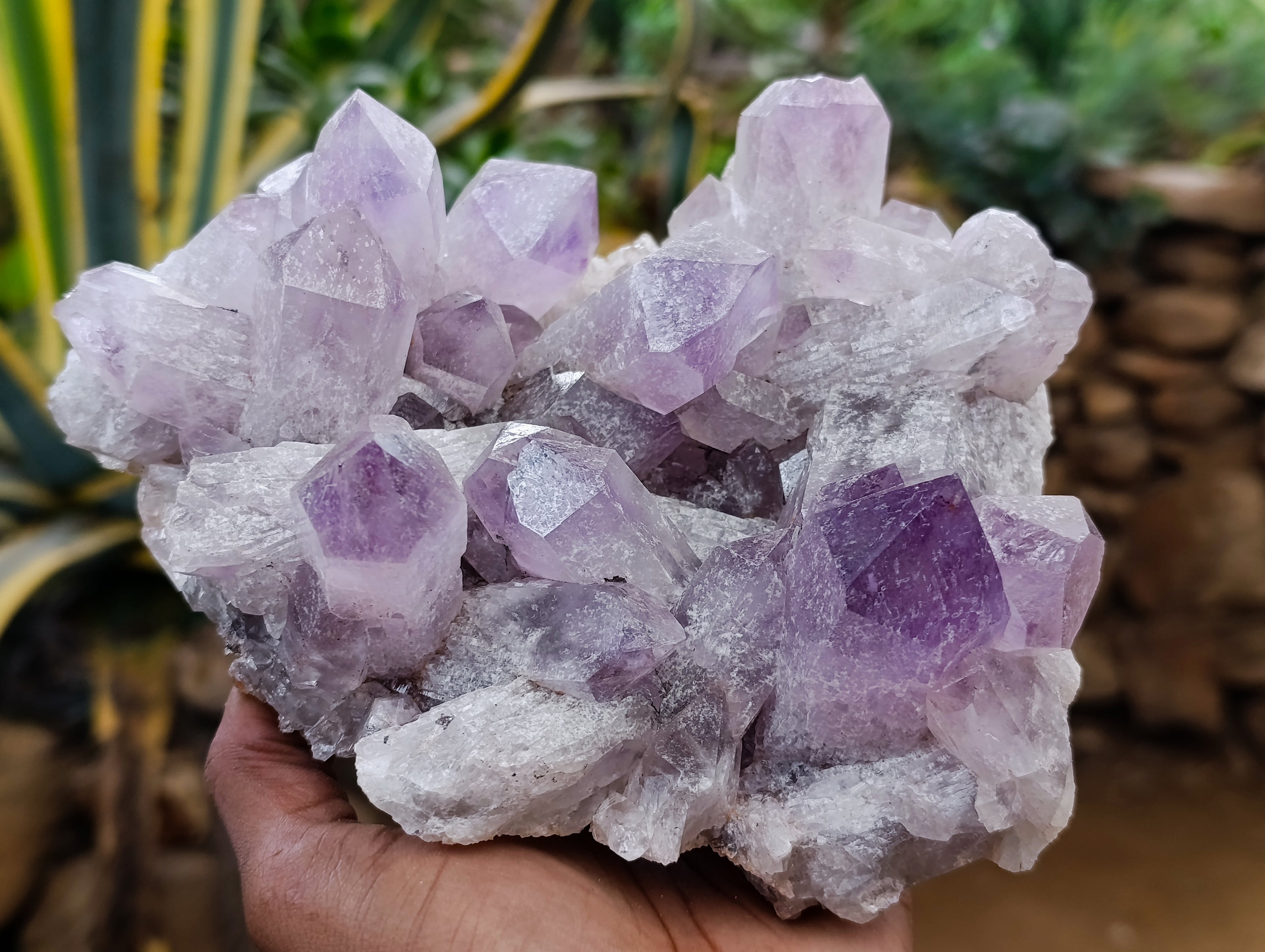 Natural Jacaranda Amethyst Quartz Clusters 2 x from Mumbwa, Zambia - Toprock Gemstones and Minerals 