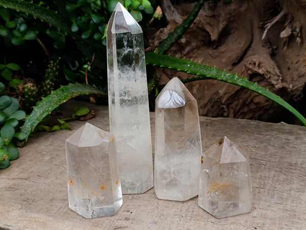 Polished Small Clear Quartz Crystals x 4 From Madagascar