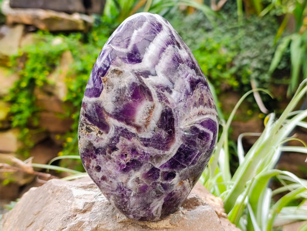 Polished Chevron Amethyst Standing Free Form x 1 From Ankazobe, Madagascar