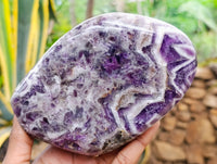 Polished Chevron Amethyst Standing Free Form x 1 From Ankazobe, Madagascar