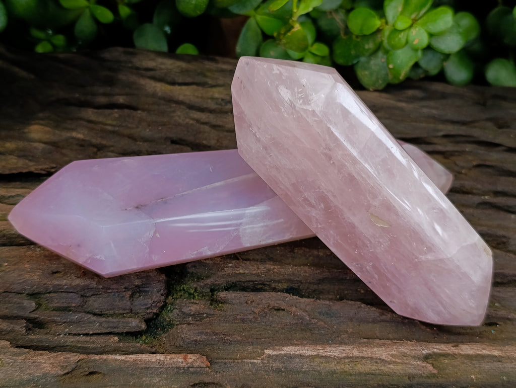 Polished Double Terminated Rose Quartz Points x 3 From Ambatondrazaka, Madagascar - Toprock Gemstones and Minerals 