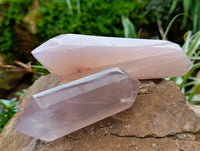 Polished Double Terminated Rose Quartz Points x 3 From Ambatondrazaka, Madagascar